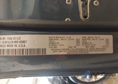 2021 Jeep Cherokee Latitude Fwd z USA, uszkodzony, nr VIN 1C4PJLCB1MD169467